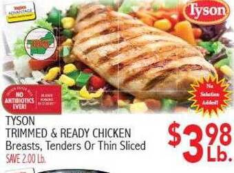 Ingles Markets Tyson trimmed & ready chicken breasts tenders or thin sliced offer