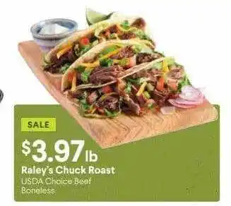 Rayley's chuck roast usda choice beef boneless