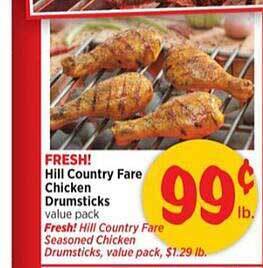 H-E-B Hill country fare chicken drumsticks offer