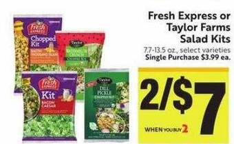 Save Mart Fresh express or taylor farms salad kits offer
