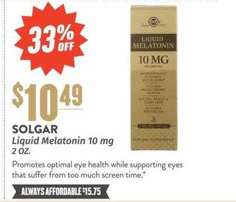 Natural Grocers Solgar liquid melatonin offer