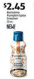 Aldi Barissimo pumpkin spice creamer offer