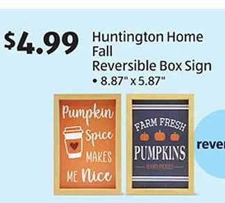 Aldi Huntington home fall reversible box sign offer