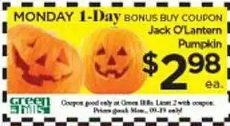 Grocery Outlet Jack o'lantern pumpkin offer