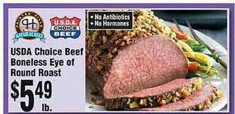 Rosauers Usda choice beef boneless eye of round roast offer