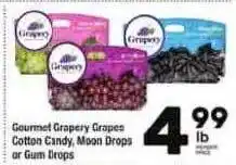 Tom Thumb Gourmet grapery grapes cotton candy, moon drops o gum drops offer