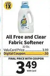 Food City All free and clear fabric softener offer
