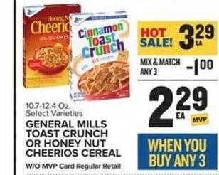 Food Lion General mills toast crunch or honey nut cheerios cereal offer