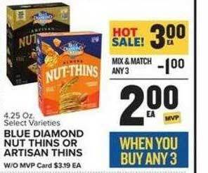 Food Lion Blue diamond nut thins or artisan thins offer