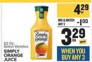 Food Lion Simply orange juice offer
