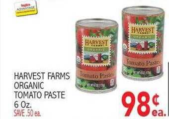 Ingles Markets Harvest farms organic tomato paste offer