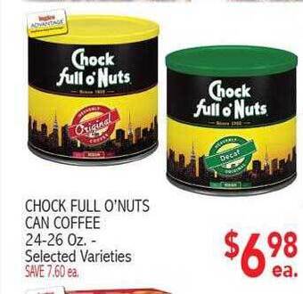 Ingles Markets Chock full o'nuts can coffee selected varieties offer