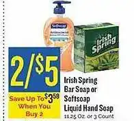 Homeland Market Irish spring bar soap or softsoap liquid hand soap offer
