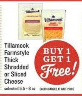 Lowes Foods Tillamook farmstyle thick shredded or sliced cheese offer