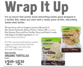 New Seasons Market New seasons organic tortillas offer