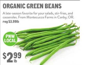 New Seasons Market Organic green beans offer