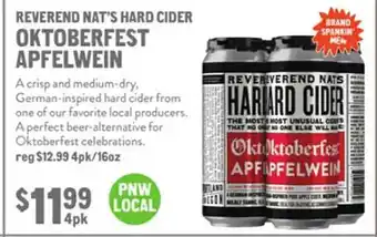 New Seasons Market Reverend nat's hard cider oktoberfest apfelwein offer