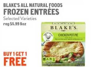 New Seasons Market Blake's all natural foods frozen entrées offer