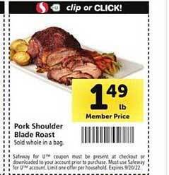 Safeway Pork shoulder blade roast offer