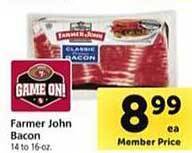 Safeway Farmer john bacon offer
