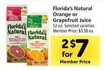 Safeway Florida's natural orange or grapefruit juice offer