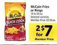 Safeway Mccain fries or rings selected varieties offer