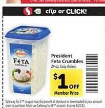 Safeway President feta crumbles offer