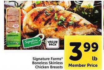 Safeway Signature farms boneless skinless chicken breasts offer