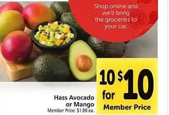 Safeway Hass avocado or mango offer