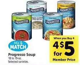 Safeway Progresso soup selected varieties offer
