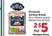Safeway Oroweat variety bread offer