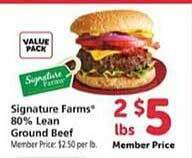Safeway Signature farms 80% lean ground beef offer