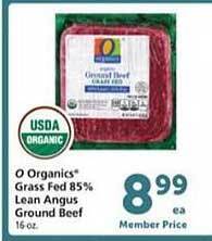 Safeway O organics grass fed 85% lean angus ground beef offer