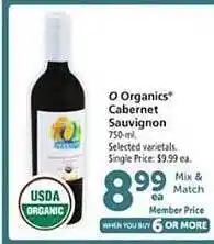 Safeway O organics cabernet sauvignon offer