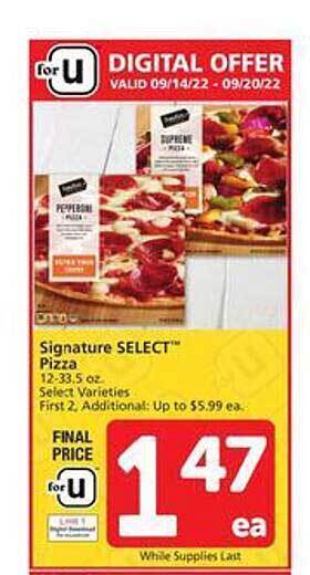 Safeway Signature select pizza offer