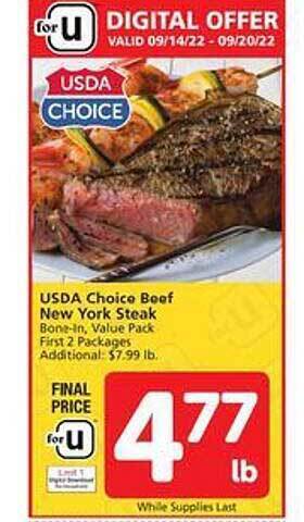 Safeway Usda choice beef new york steak offer