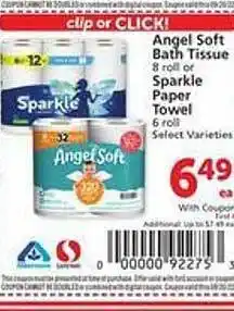 Safeway Angel soft bath tissue or sparkle paper towel offer