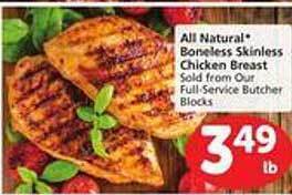 Safeway All natural boneless skinless chicken breast offer