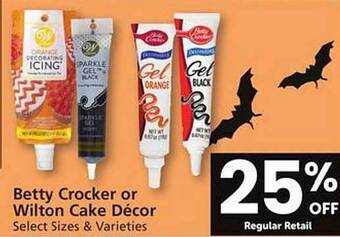 Safeway Betty crocker or wilton cake décor offer