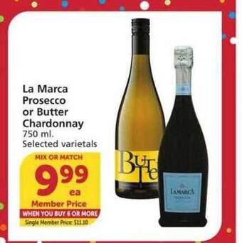 Vons La marca prosecco or butter chardonnay offer