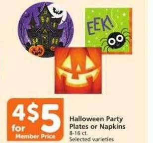 Vons Halloween party plates or napkins offer