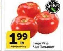 Vons Large vine ripe tomatoes offer