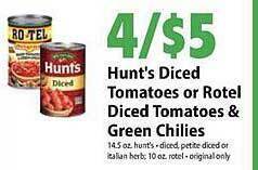 Festival Foods Hunt's diced tomatoes or rotel diced tomatoes & green chilies offer