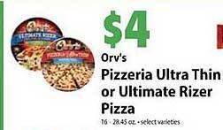 Festival Foods Orv's pizzeria ultra thin or ultimate rizer pizza offer