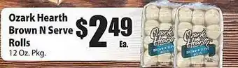 Food Giant Ozark hearth brown n serve rolls offer