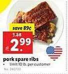 Lidl Pork spare ribs offer