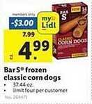 Lidl Bar s frozen classic corn dogs offer