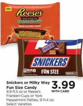 QFC Snickers or milky way fun size candy offer