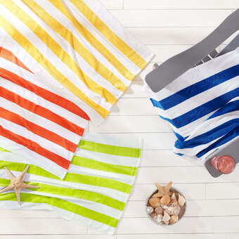 Walmart 4-pack cabana stripe beach towels, standard size, assorted colors, 28 in x 60 in offer