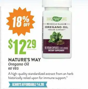 Natural Grocers Nature's way oregano oil offer